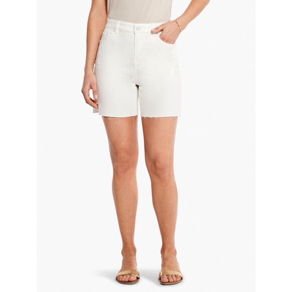 NIC+ZOE Cut-Off White Denim Shorts size 30 NWT Mid Rise 5” Inseam Relaxed Fit - Picture 1 of 10